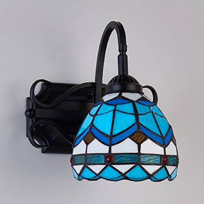 Frendorf | Tiffany Wandmontage Fixture Gevlochten Glas 1 Licht Kleurrijke Wandlamp in Beige/Blauw/Blauw-Wit/Wit voor Eetkamer