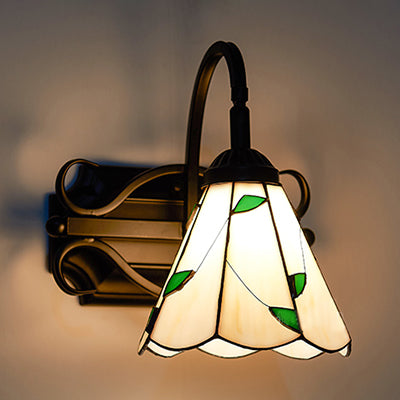 Frendorf | Tiffany Wandmontage Fixture Gevlochten Glas 1 Licht Kleurrijke Wandlamp in Beige/Blauw/Blauw-Wit/Wit voor Eetkamer