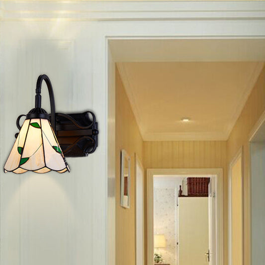 Frendorf | Tiffany Wandmontage Fixture Gevlochten Glas 1 Licht Kleurrijke Wandlamp in Beige/Blauw/Blauw-Wit/Wit voor Eetkamer