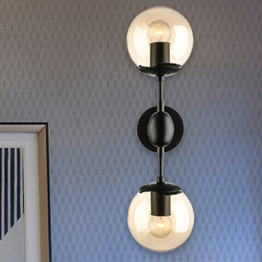 Frendorf | Schwarze 2-Licht Wandleuchte Industrial Amber Glas Globus Schirm Beleuchtung Fixture für Wohnzimmer