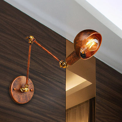 Frendorf | Wrought Iron Rost Wandverlichting met Koepelvormige Schaduw 1 Hoofds Boerderij Binnen Verstelbare Wandlamp