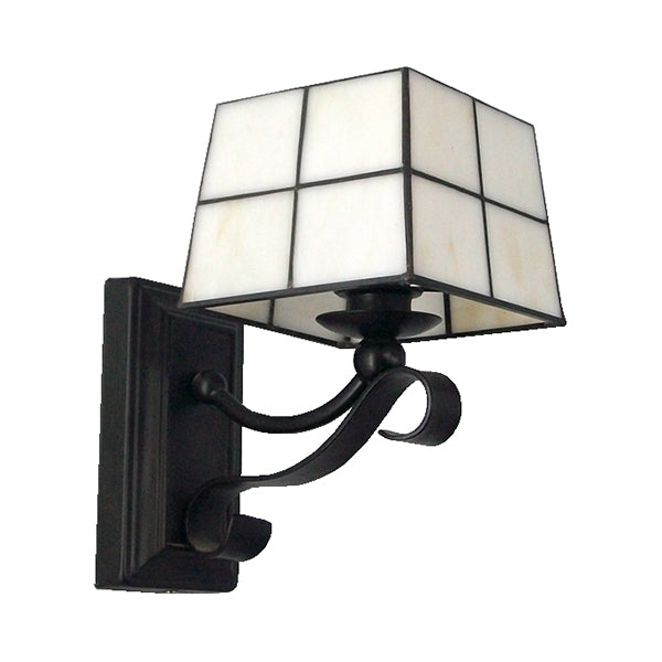 Frendorf | Roze/Blauw/Beige Vierkante Wandlamp Tiffany Stijl Gekleurd Glas 1 Lichts Wandmontage Armatuur voor Slaapkamer