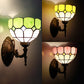 Frendorf | Retro stijl golfvormige wandlamp, geschenkglas 1 licht wandmontage fixture in geel/roze/groen voor trap.
