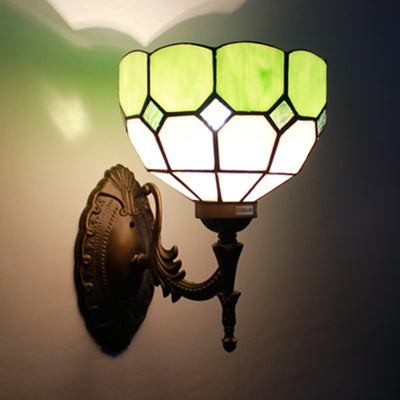 Frendorf | Retro stijl golfvormige wandlamp, geschenkglas 1 licht wandmontage fixture in geel/roze/groen voor trap.