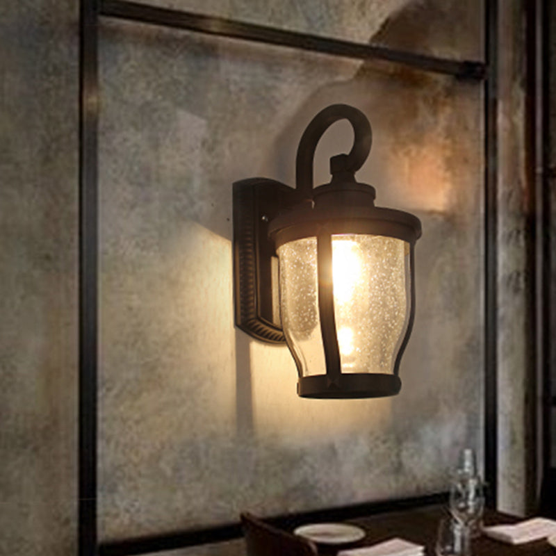 Frendorf | Gezaaid Glazen Gevangen Wandlamp Industrieel 1 Licht Eetkamer Verlichtingsarmatuur in Zwart