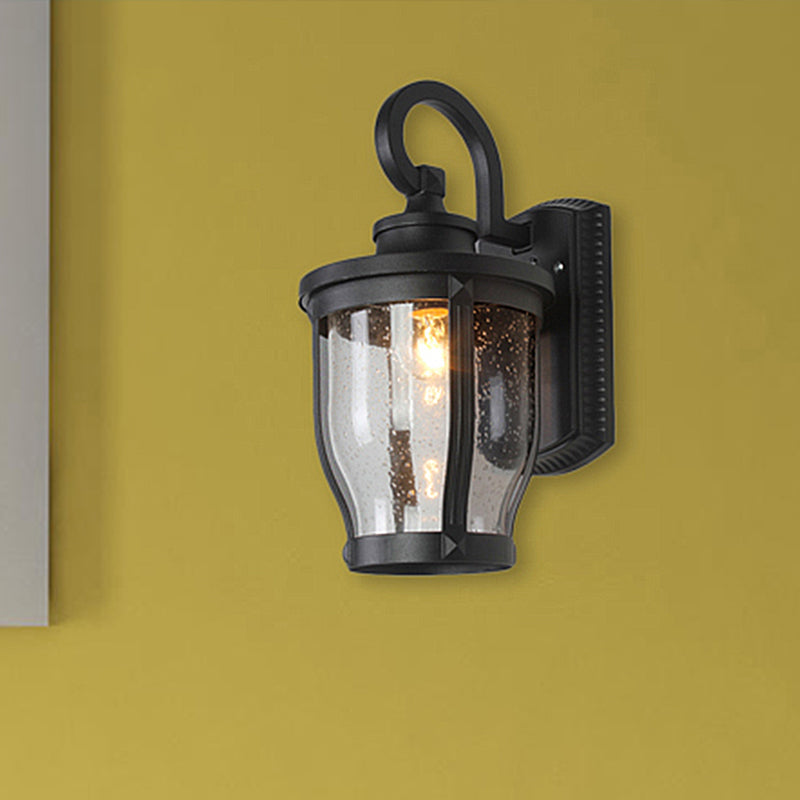 Frendorf | Gezaaid Glazen Gevangen Wandlamp Industrieel 1 Licht Eetkamer Verlichtingsarmatuur in Zwart