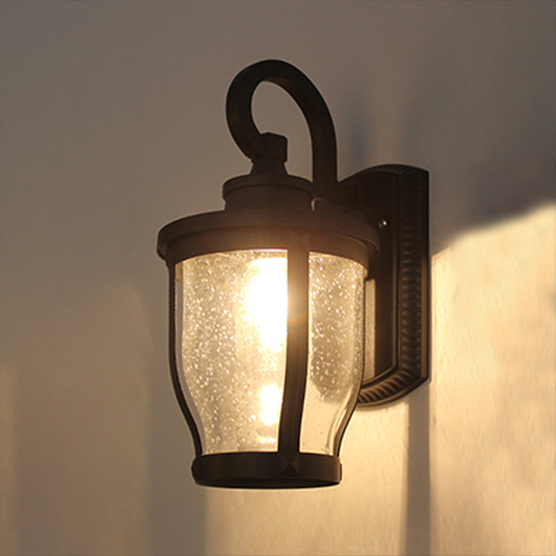 Frendorf | Gezaaid Glazen Gevangen Wandlamp Industrieel 1 Licht Eetkamer Verlichtingsarmatuur in Zwart