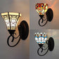 Frendorf | Kleurvolle Wandlamp Lodge Glas-in-lood 1 Licht Wandlamp Armatuur in Wit/Bruin/Blauw voor Corridor