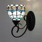Frendorf | Kleurvolle Wandlamp Lodge Glas-in-lood 1 Licht Wandlamp Armatuur in Wit/Bruin/Blauw voor Corridor