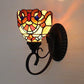 Frendorf | Kleurvolle Wandlamp Lodge Glas-in-lood 1 Licht Wandlamp Armatuur in Wit/Bruin/Blauw voor Corridor