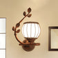 Frendorf | 1 Licht Schlafzimmer Wandmontierte Lampe Rustikaler Dunkles Holz Wandlampe mit Kugel Milchglas Schirm, Rechts/Links