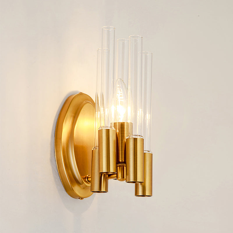 Gold Tube Wandmontage Licht Nordic 1 Kopf Klarglas Wandleuchte für Wohnzimmer