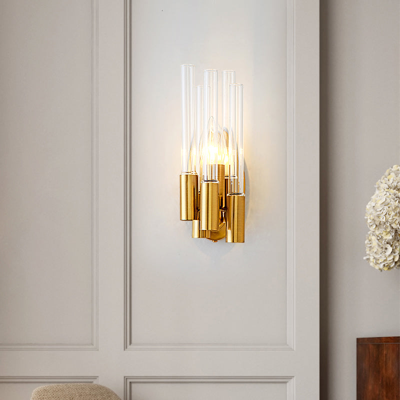 Gold Tube Wandmontage Licht Nordic 1 Kopf Klarglas Wandleuchte für Wohnzimmer