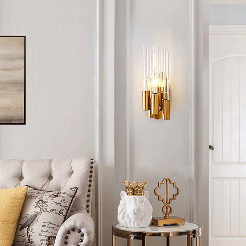 Gold Tube Wandmontage Licht Nordic 1 Kopf Klarglas Wandleuchte für Wohnzimmer
