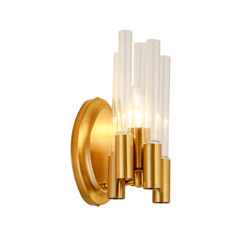 Gold Tube Wandmontage Licht Nordic 1 Kopf Klarglas Wandleuchte für Wohnzimmer