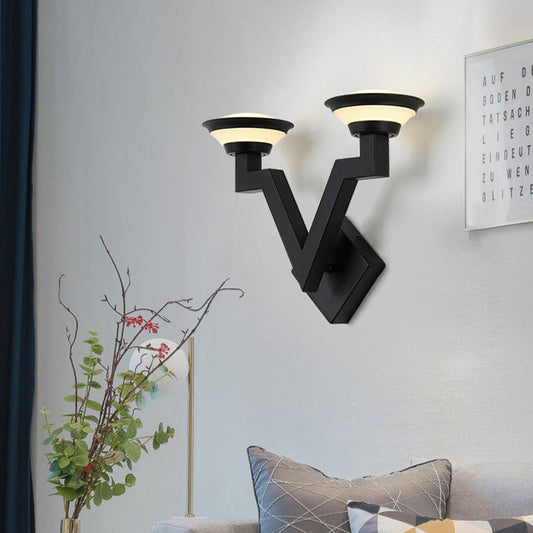Frendorf | 2 Lichts Wandlamp Land V Vorm Metaal Wandlamp Lichtarmatuur in Zwart voor Woonkamer