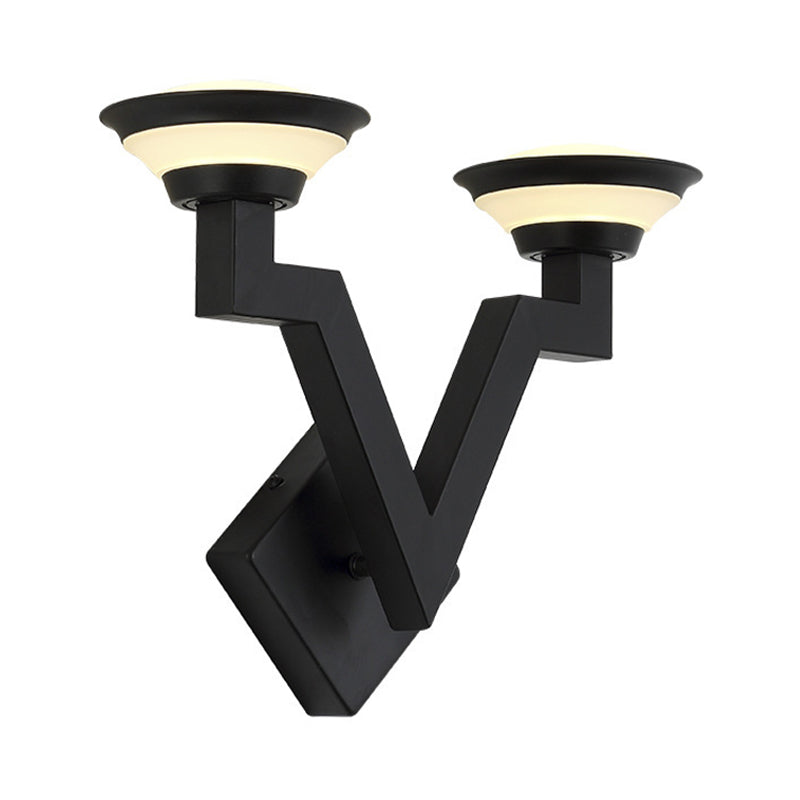 Frendorf | 2 Lichts Wandlamp Land V Vorm Metaal Wandlamp Lichtarmatuur in Zwart voor Woonkamer