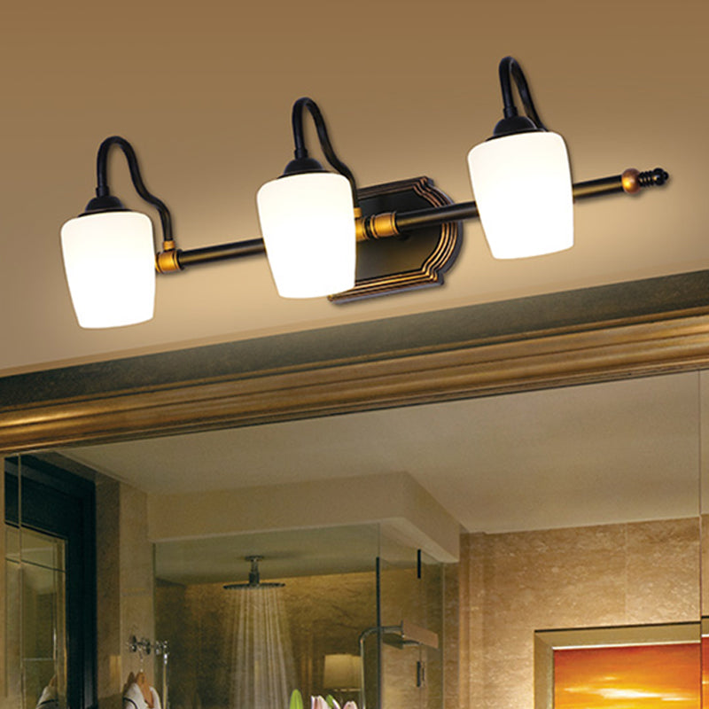 Frendorf | 2/3/4 Lichtern Becher Shade Vanity Wandleuchte Klassische weiße Glas Wandmontierte Beleuchtung für das Badezimmer
