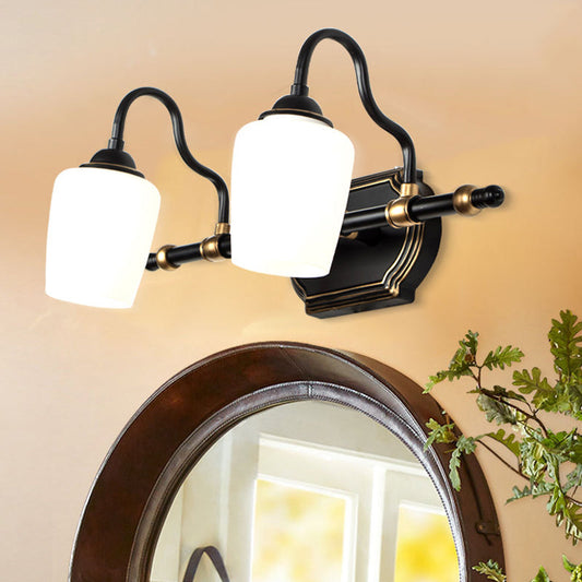 Frendorf | 2/3/4 Lichtern Becher Shade Vanity Wandleuchte Klassische weiße Glas Wandmontierte Beleuchtung für das Badezimmer