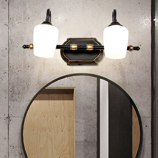Frendorf | 2/3/4 Lichtern Becher Shade Vanity Wandleuchte Klassische weiße Glas Wandmontierte Beleuchtung für das Badezimmer