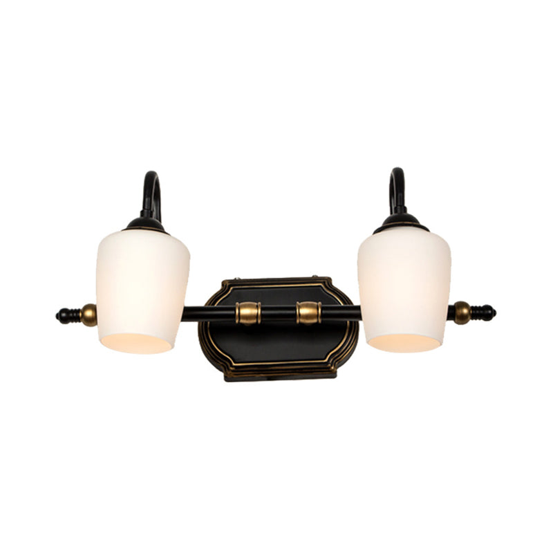 Frendorf | 2/3/4 Lichtern Becher Shade Vanity Wandleuchte Klassische weiße Glas Wandmontierte Beleuchtung für das Badezimmer