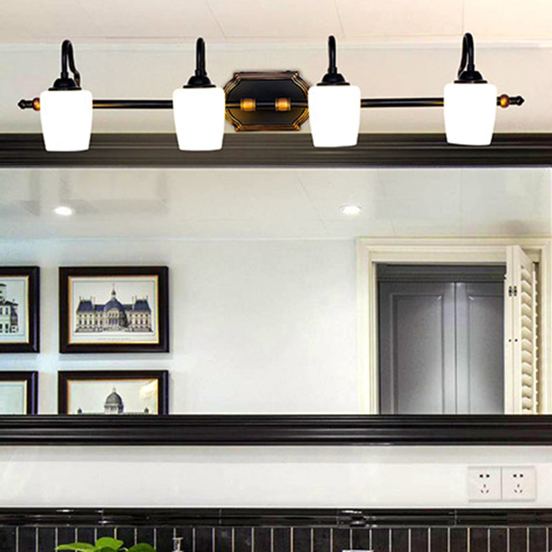 Frendorf | 2/3/4 Lichtern Becher Shade Vanity Wandleuchte Klassische weiße Glas Wandmontierte Beleuchtung für das Badezimmer
