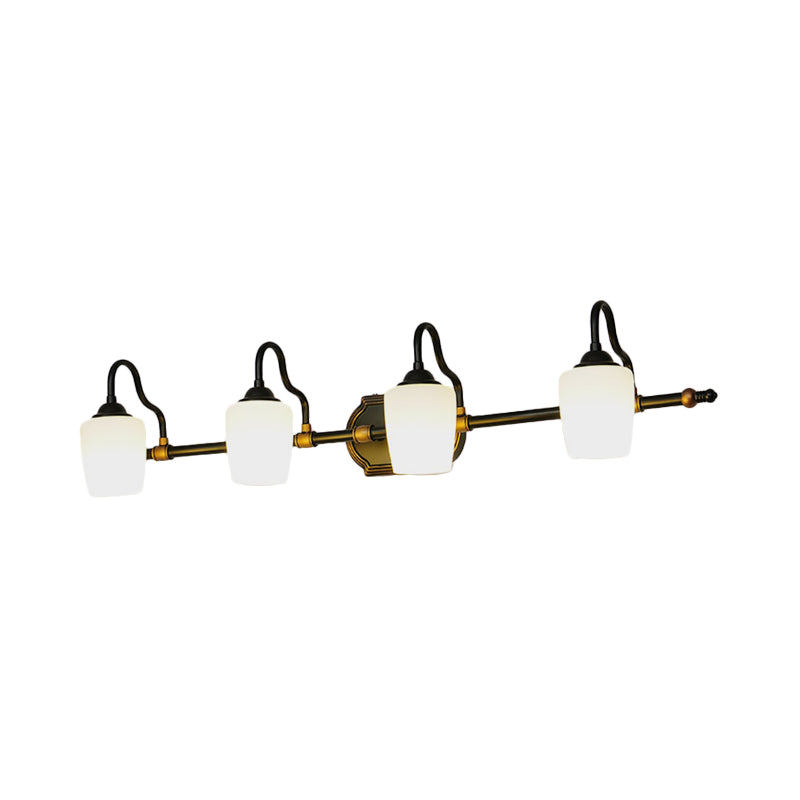 Frendorf | 2/3/4 Lichtern Becher Shade Vanity Wandleuchte Klassische weiße Glas Wandmontierte Beleuchtung für das Badezimmer