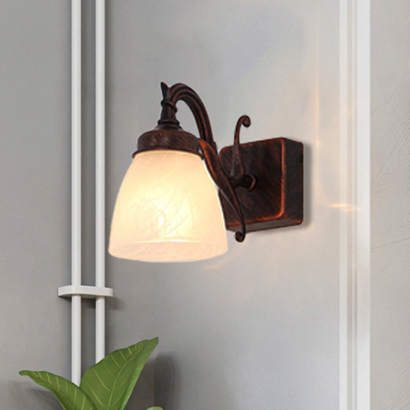 Frendorf | Koperen Koepel Wandlamp Traditionele Opal Glass 1/2/3 Lichten Badkamer Muur Gemonteerde Vanity Licht