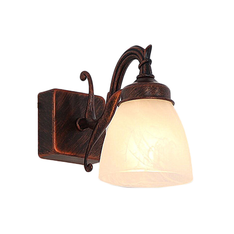 Frendorf | Koperen Koepel Wandlamp Traditionele Opal Glass 1/2/3 Lichten Badkamer Muur Gemonteerde Vanity Licht
