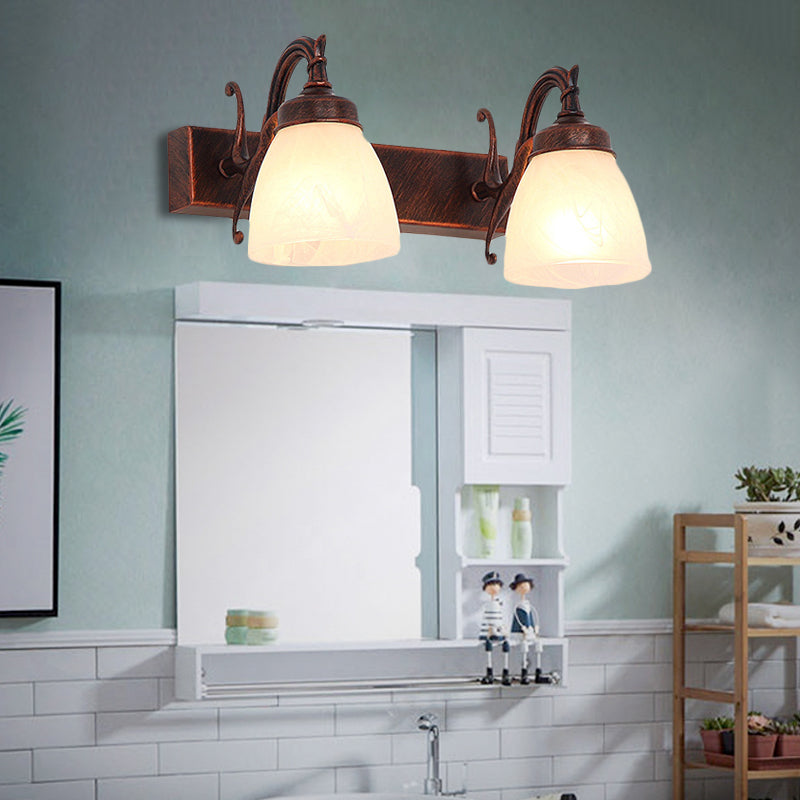 Frendorf | Koperen Koepel Wandlamp Traditionele Opal Glass 1/2/3 Lichten Badkamer Muur Gemonteerde Vanity Licht
