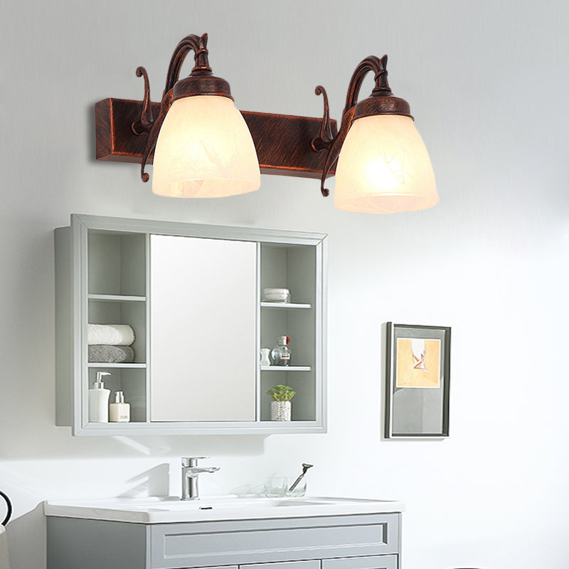 Frendorf | Koperen Koepel Wandlamp Traditionele Opal Glass 1/2/3 Lichten Badkamer Muur Gemonteerde Vanity Licht