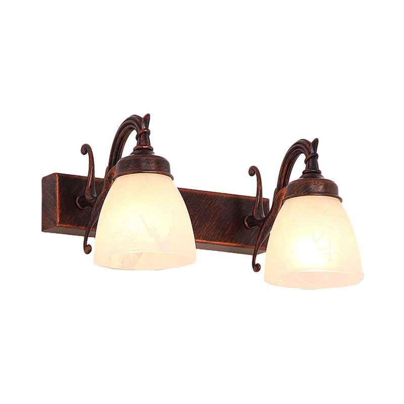 Frendorf | Koperen Koepel Wandlamp Traditionele Opal Glass 1/2/3 Lichten Badkamer Muur Gemonteerde Vanity Licht