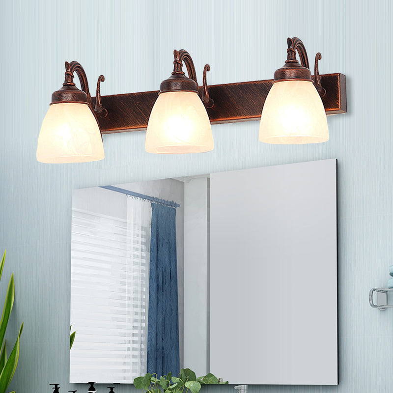 Frendorf | Koperen Koepel Wandlamp Traditionele Opal Glass 1/2/3 Lichten Badkamer Muur Gemonteerde Vanity Licht