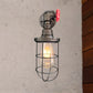 Frendorf | Draadframe gang wandlamp ijzer 1 hoofd boerenwandverlichting met rode klepontwerp in antiek brons/zwart