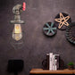 Frendorf | Draadframe gang wandlamp ijzer 1 hoofd boerenwandverlichting met rode klepontwerp in antiek brons/zwart