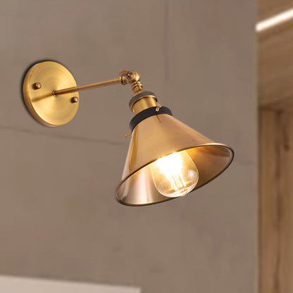 Frendorf | Rotatable Barn/Kegel Shade Wandlamp Industriele Stijl Metaal 1 Kop Wandverlichting Fixture in Messing voor Keuken