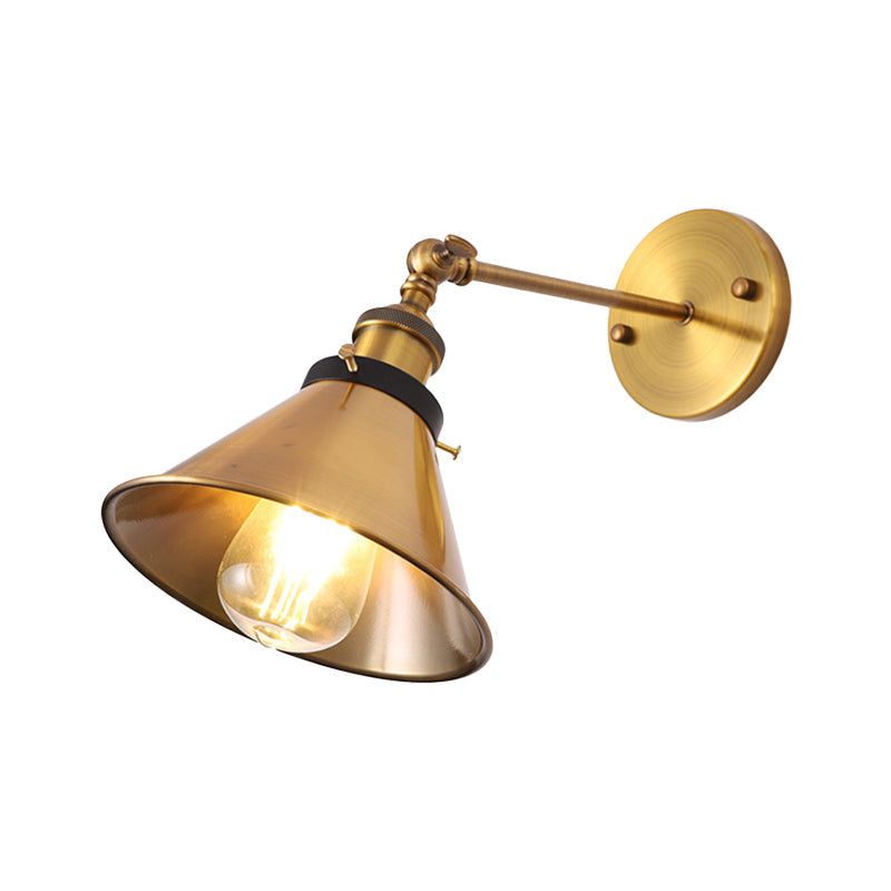 Frendorf | Rotatable Barn/Kegel Shade Wandlamp Industriele Stijl Metaal 1 Kop Wandverlichting Fixture in Messing voor Keuken