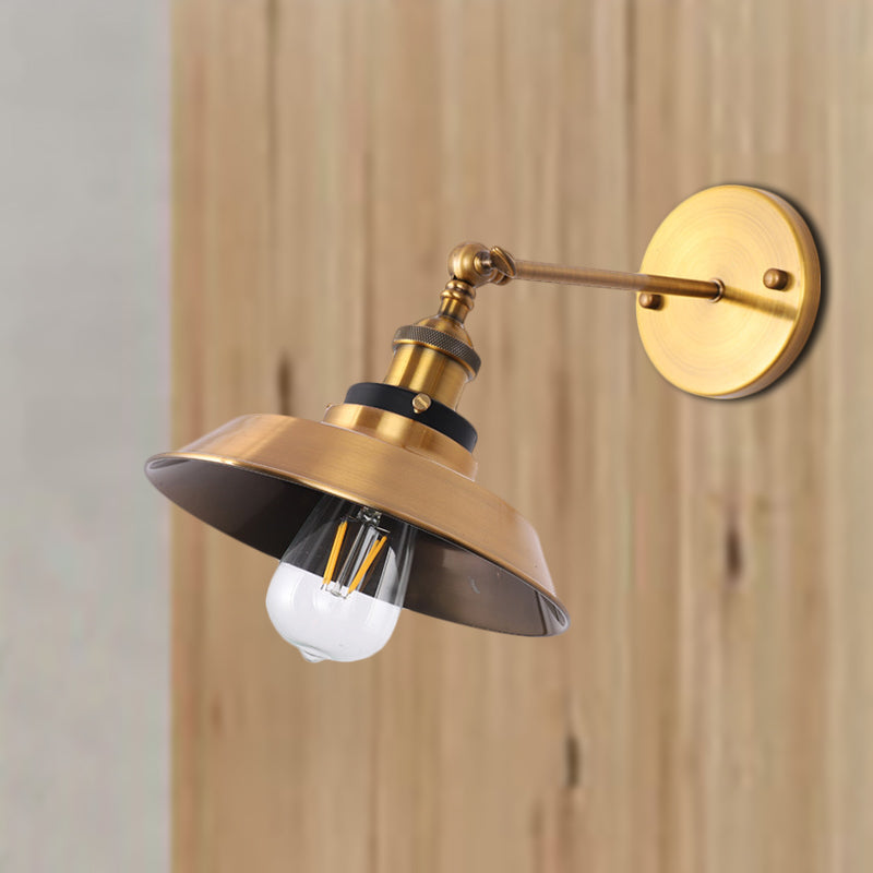 Frendorf | Rotatable Barn/Kegel Shade Wandlamp Industriele Stijl Metaal 1 Kop Wandverlichting Fixture in Messing voor Keuken
