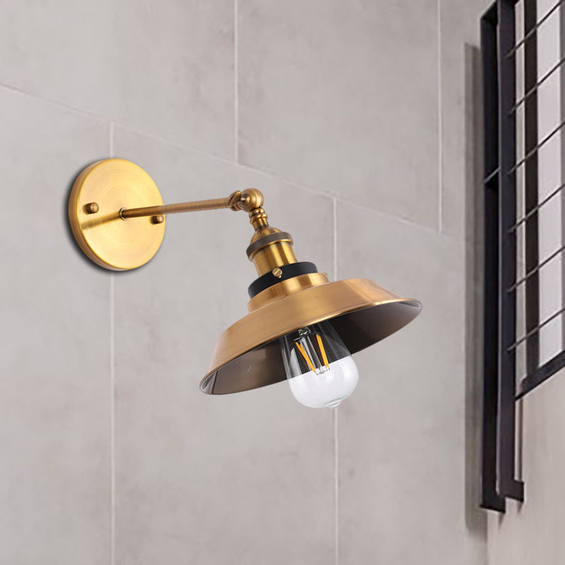 Frendorf | Rotatable Barn/Kegel Shade Wandlamp Industriele Stijl Metaal 1 Kop Wandverlichting Fixture in Messing voor Keuken