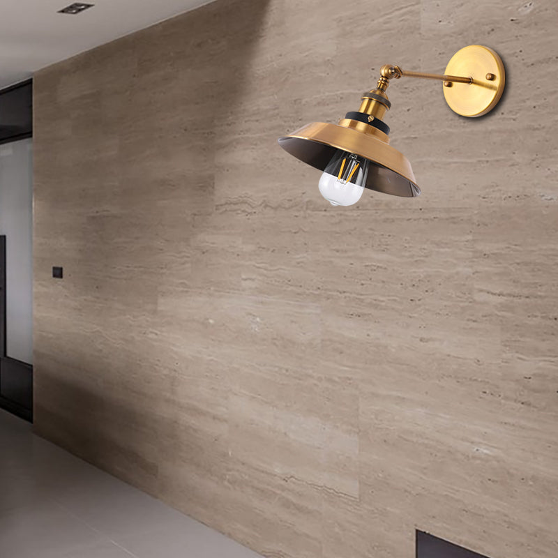 Frendorf | Rotatable Barn/Kegel Shade Wandlamp Industriele Stijl Metaal 1 Kop Wandverlichting Fixture in Messing voor Keuken