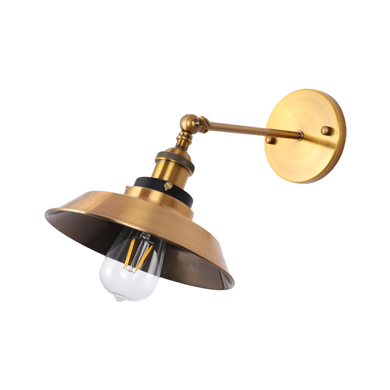 Frendorf | Rotatable Barn/Kegel Shade Wandlamp Industriele Stijl Metaal 1 Kop Wandverlichting Fixture in Messing voor Keuken