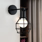 Frendorf | Globe Schlafzimmer Wandleuchte Lampe Metall 1 Kopf Industrie Stil drehbare Wandlampe mit Drahtschutz in Schwarz