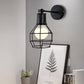 Frendorf | Globe Schlafzimmer Wandleuchte Lampe Metall 1 Kopf Industrie Stil drehbare Wandlampe mit Drahtschutz in Schwarz