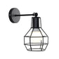 Frendorf | Globe Schlafzimmer Wandleuchte Lampe Metall 1 Kopf Industrie Stil drehbare Wandlampe mit Drahtschutz in Schwarz