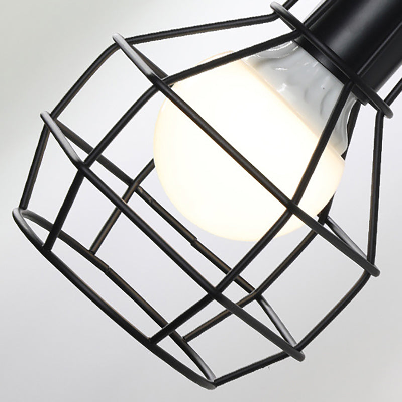 Frendorf | Globe Schlafzimmer Wandleuchte Lampe Metall 1 Kopf Industrie Stil drehbare Wandlampe mit Drahtschutz in Schwarz
