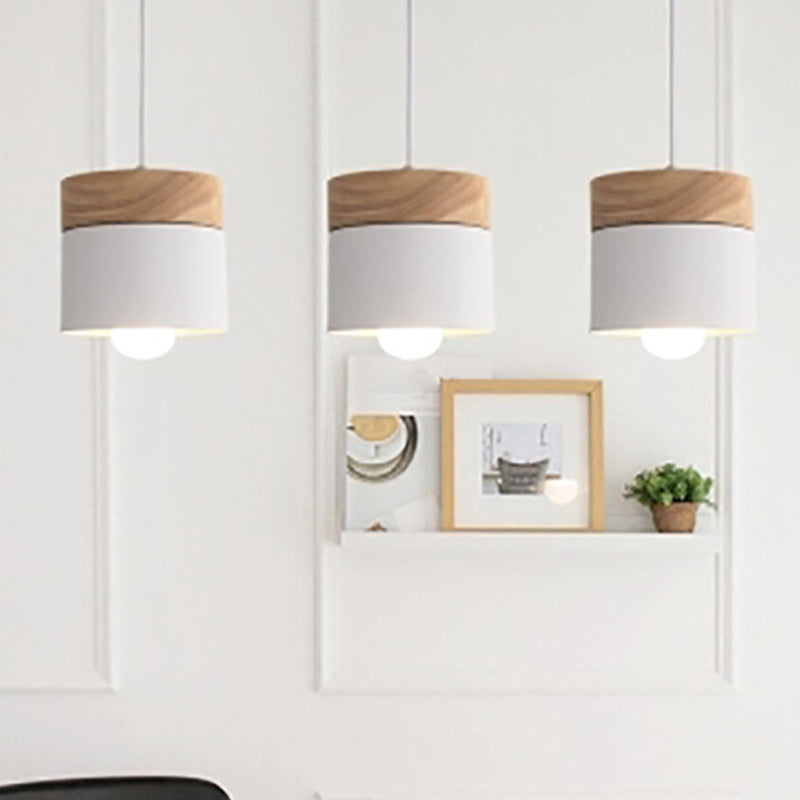 Moderne Minimalistische Holzoberfläche Pendelleuchte Metall Macarons 1-Lampen Pendelleuchte