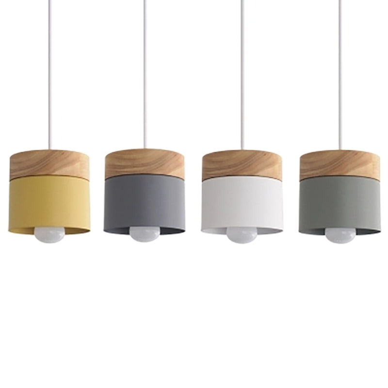 Moderne Minimalistische Holzoberfläche Pendelleuchte Metall Macarons 1-Lampen Pendelleuchte