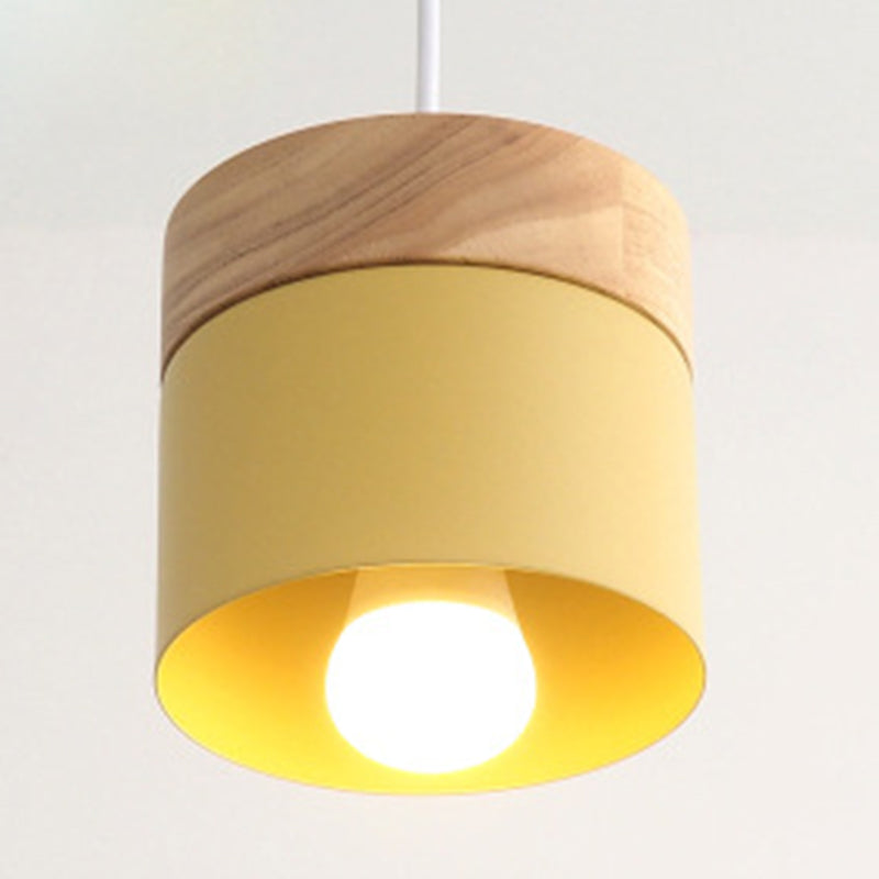 Moderne Minimalistische Holzoberfläche Pendelleuchte Metall Macarons 1-Lampen Pendelleuchte