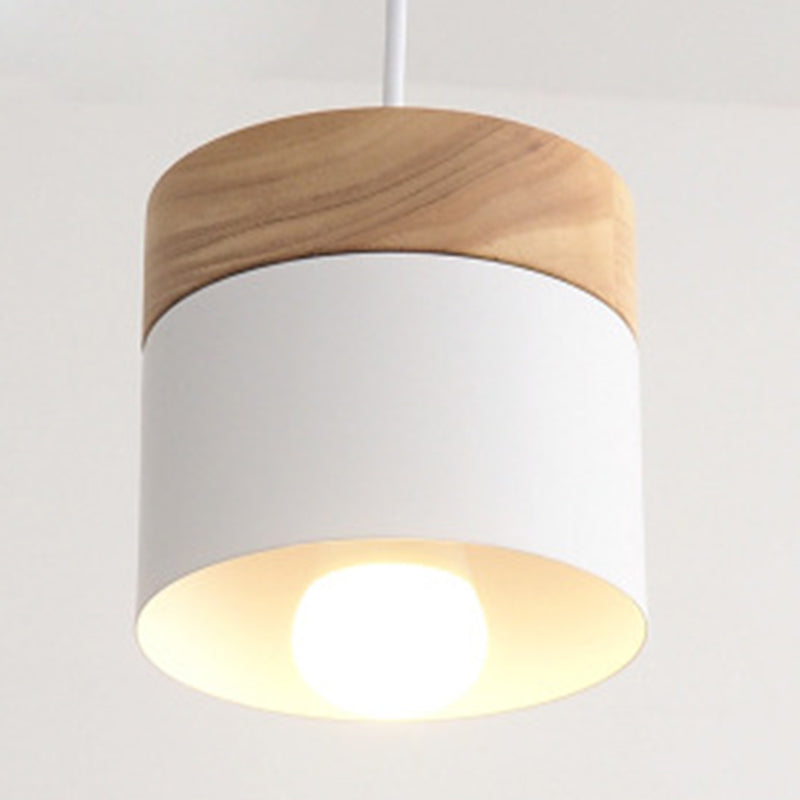 Moderne Minimalistische Holzoberfläche Pendelleuchte Metall Macarons 1-Lampen Pendelleuchte