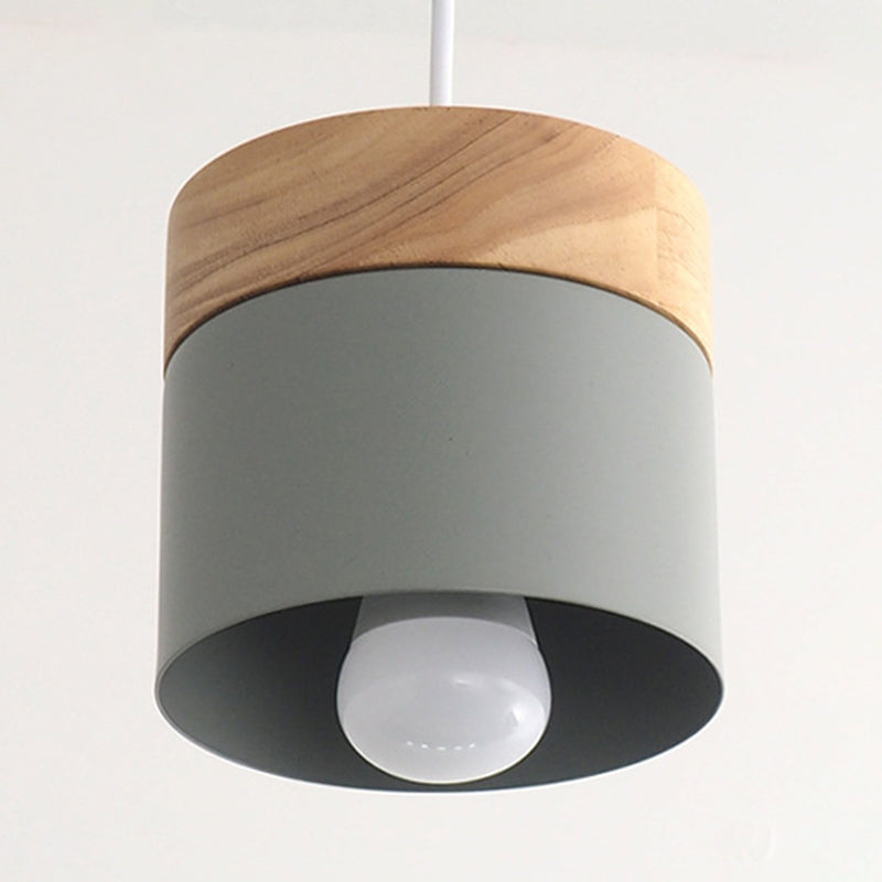 Moderne Minimalistische Holzoberfläche Pendelleuchte Metall Macarons 1-Lampen Pendelleuchte